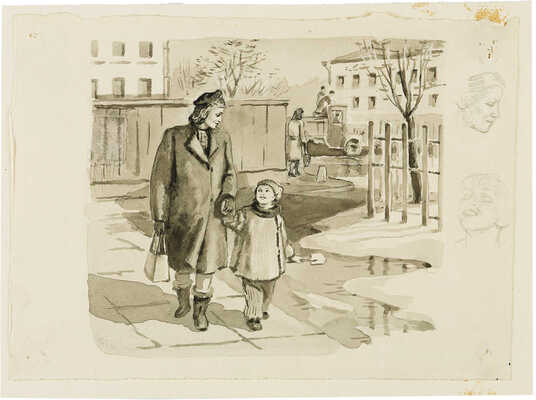 Бруни Иван Львович.  Иллюстрация к детской книге календарю «Круглый год» за 1950 г.